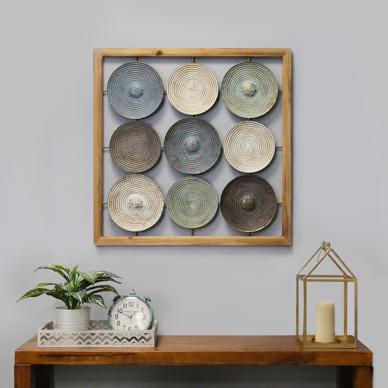 World Menagerie Wood Frame And Metal Plates Wall Decor Reviews