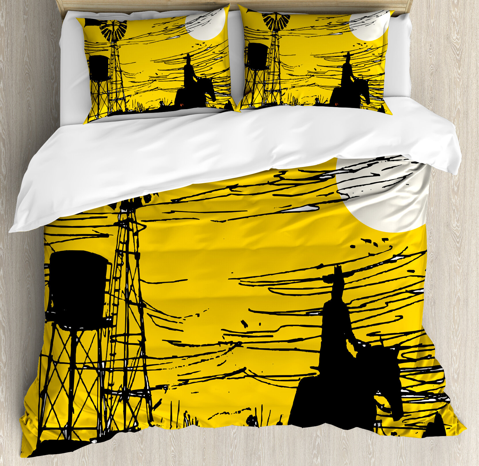 Ambesonne Windmill Australian Outback Inspired Artwork Cowboy On
