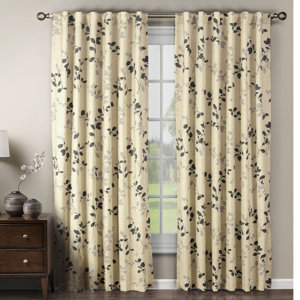 Meridian Natural / Floral Sheer Rod Pocket Curtain Panels (Set of 2)