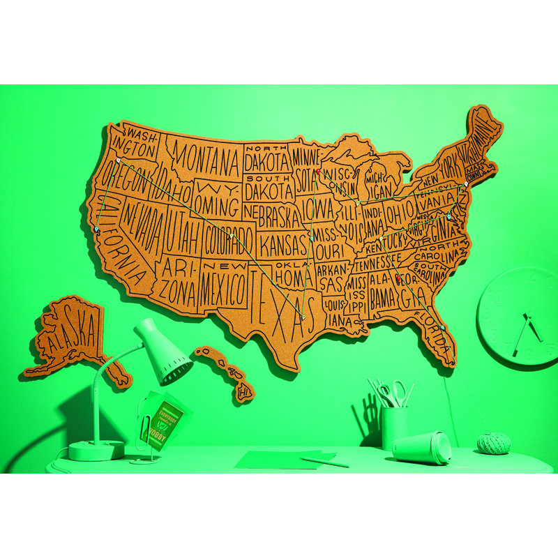 Easy Tiger Corkboard Maps Hand Lettered Us Routed 22 X 35