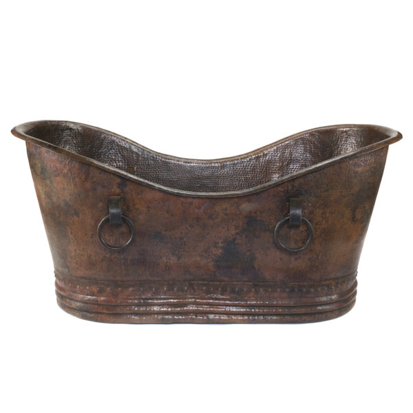 67 x 34 Hammered Copper Double Slipper Bathtub by Premier Copper Products