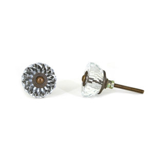 Half Round Radiant Glass Crystal Knob (Set of 2)