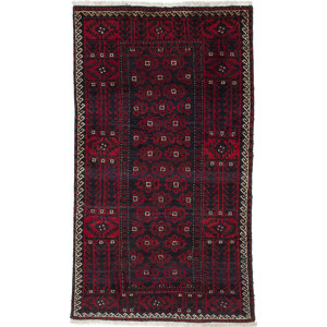 One-of-a-Kind Finest Baluch Wool Hand-Knotted Red Area Rug