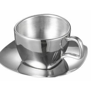 Misto Stainless Steel Double Wall Cup with Saucer