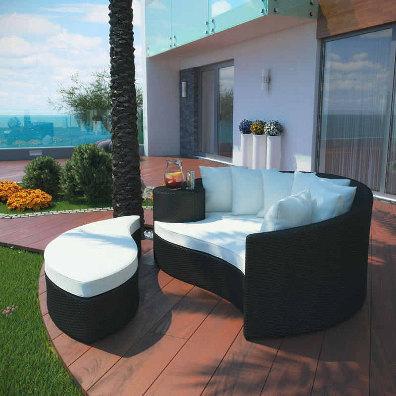 Greening Outdoor Daybed with Ottoman & Cushions