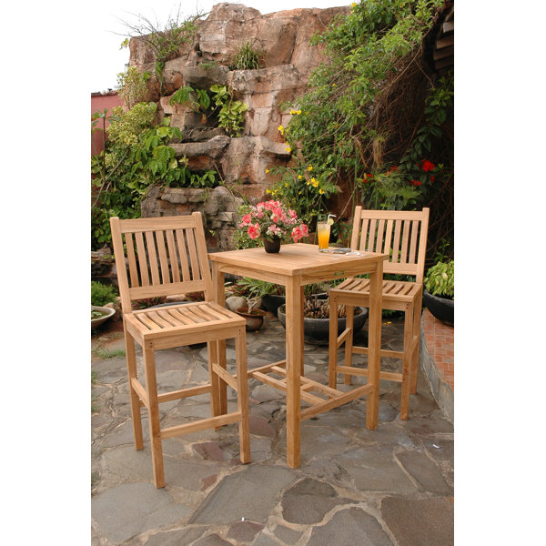 Avalon 3 Piece Teak Bar Height Dining Set by Anderson Teak