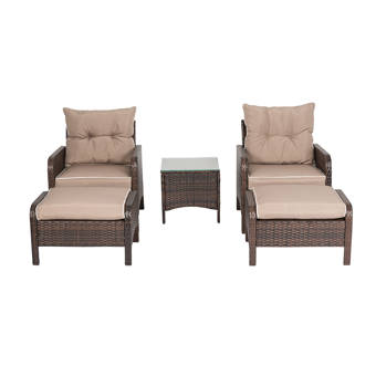 Red Barrel Studio Robine 5 Piece Rattan Seating Group With Cushions Wayfair