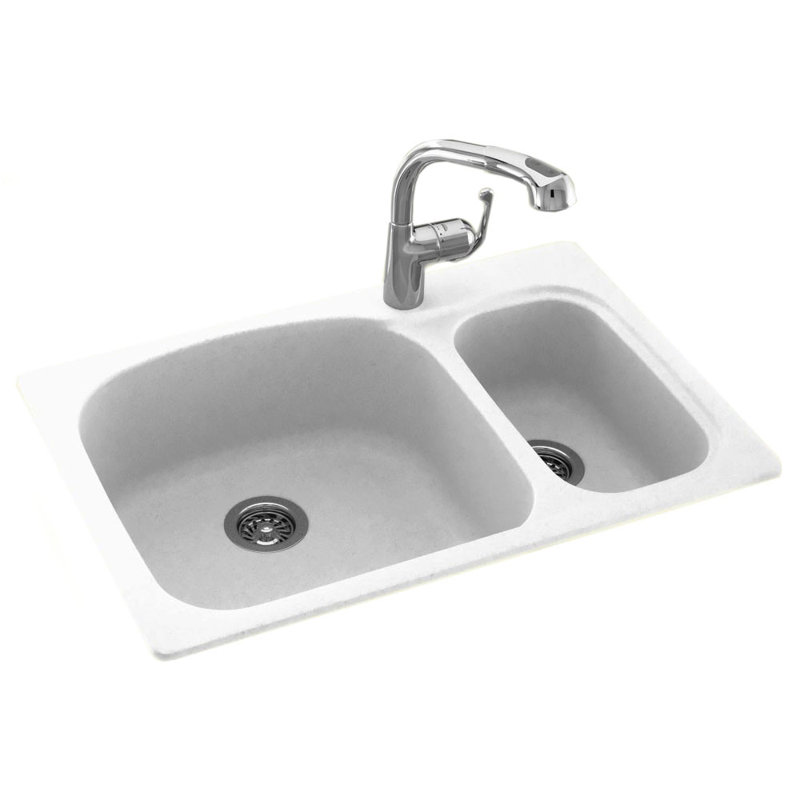 Swanstone 33" x 22" Double Basin Drop-In Kitchen Sink ...