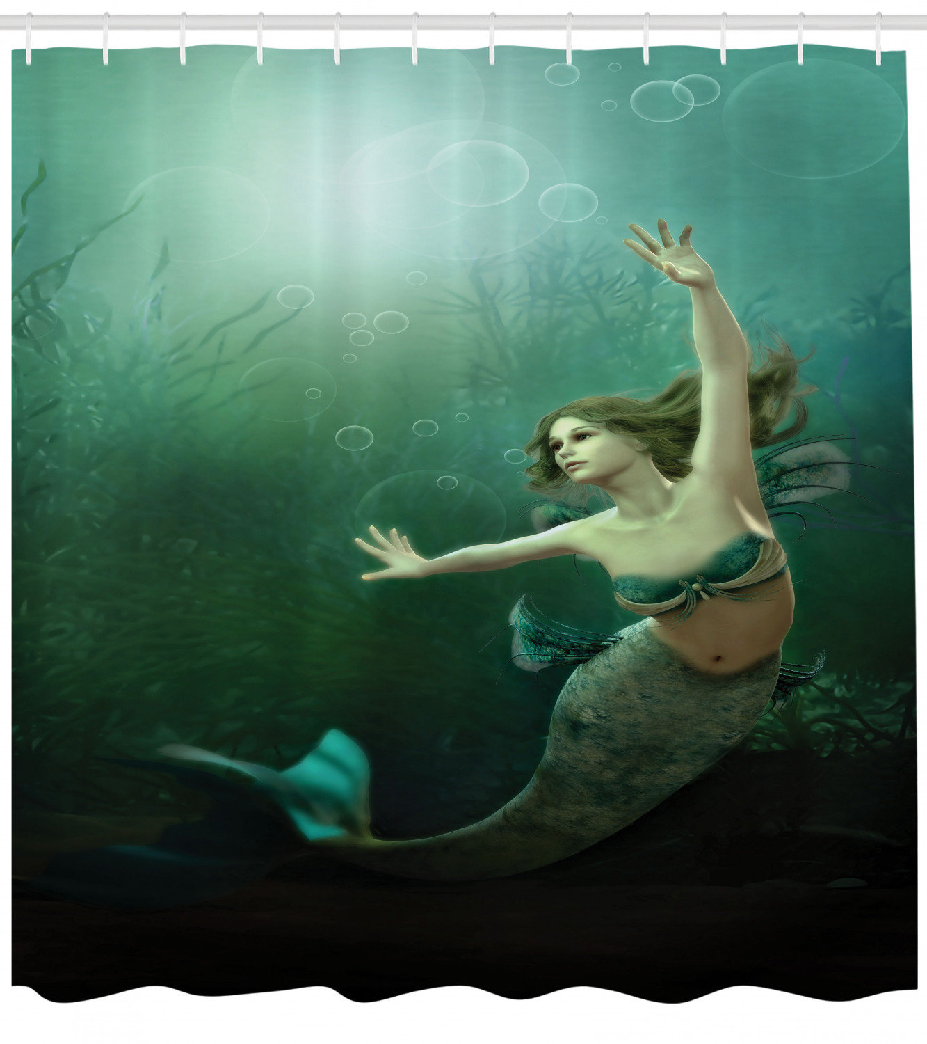 East Urban Home Mermaid Shower Curtain Set Hooks Wayfair