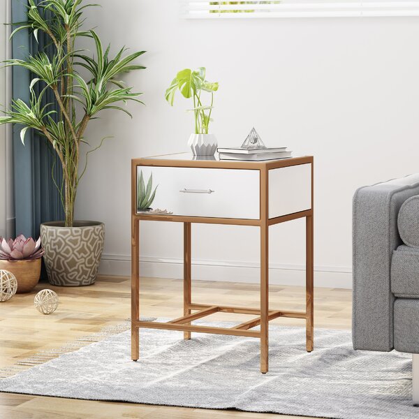 Naida Glass Top 1 Drawer End Table With Storage By Ivy Bronx