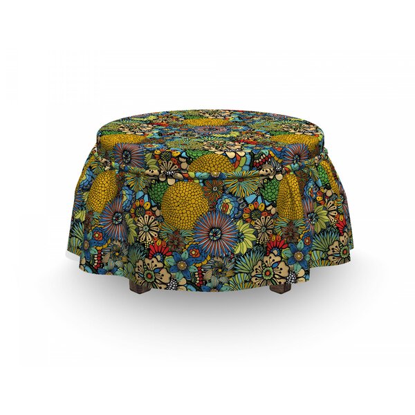 Whimsical Florist Doodle Ottoman Slipcover (Set Of 2) By East Urban Home