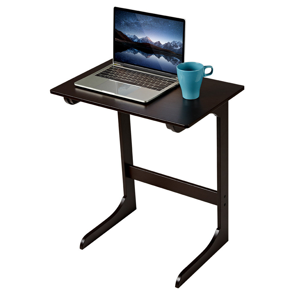 Ebern Designs Bamboo Wood Side Table C Shaped For Snacks Laptop Bamboo Wood Side Table C Shaped