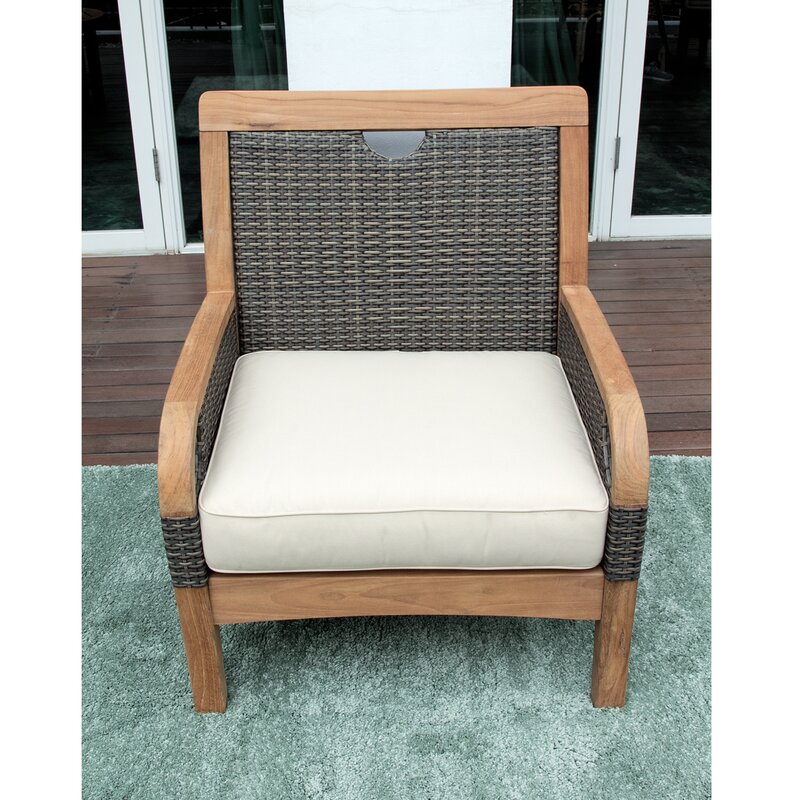 Bayou Breeze Mansfield Teak Patio Chair With Cushions Reviews