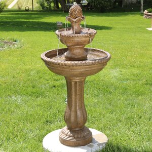 Fiberglass/Resin Roman Pineapple 2-Tier Garden Water Fountain