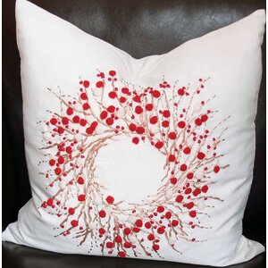 Holiday Berry Wreath Throw Pillow