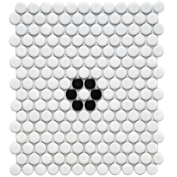 Retro 9.75 x 11.5 Porcelain Mosaic Tile in White/Black by EliteTile