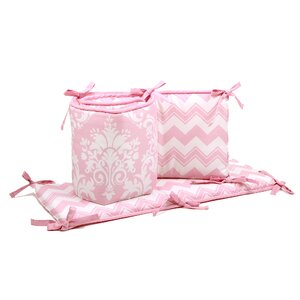 Damask Chevron Reversible Crib Bumper