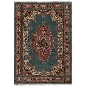 One-of-a-Kind Amberwood Hand-Knotted Wool Teal Area Rug