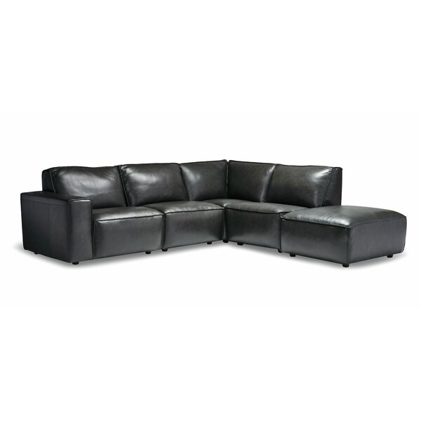 Chiraca Leather Right Hand Facing Modular Sectional By Ebern Designs