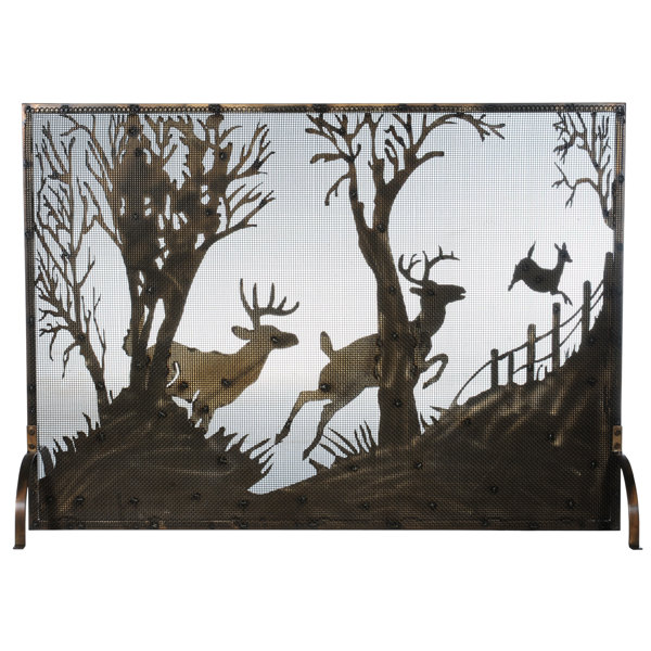 Meyda Tiffany Deer On The Loose Single Panel Fireplace Screen