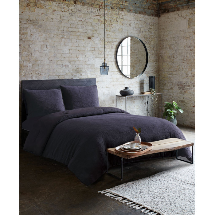 French Connection Evening Mist Comforter 3 Piece Set Grey Queen