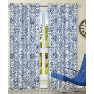 Miramar Medallion Geometric Semi-Sheer Grommet Single Curtain Panel