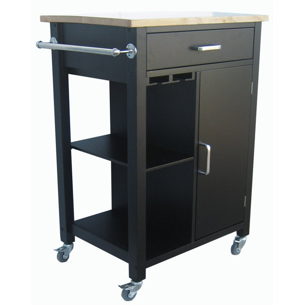 Carlie Kitchen Cart With Solid Wood Top By Ebern Designs #1