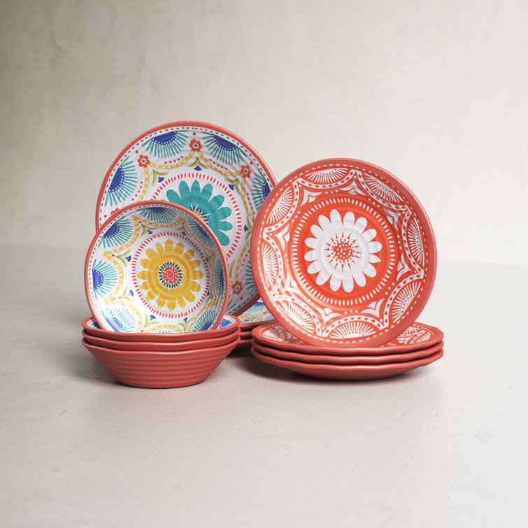 Dibenedetto 12 Piece Melamine Dinnerware Set, Service for 4 ...