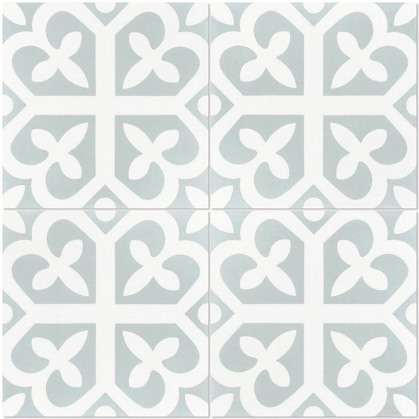 Lucky 8 x 8 Cement Field Tile in White/Green by Villa Lagoon Tile