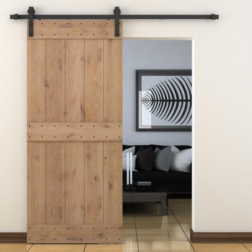 Calhome Paneled Wood Primed Alder Barn Door Without Installation
