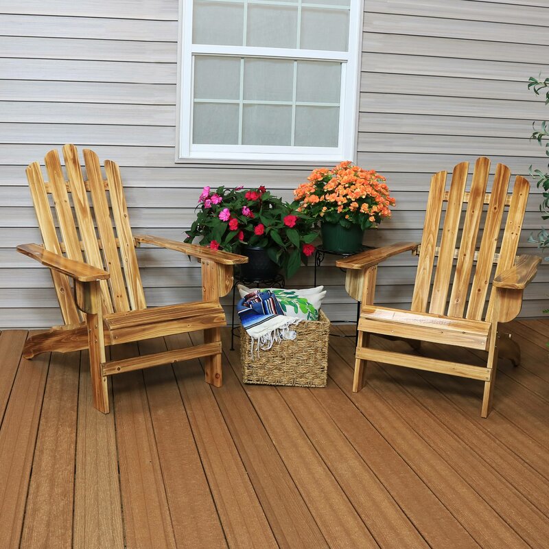 Millwood Pines Dziedzic Rustic Solid Wood Adirondack Chair 