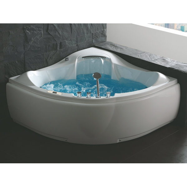 Waterfall 59 x 59 Corner Whirlpool Bathtub by EAGO