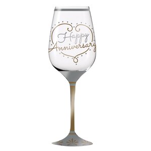 Poitier Happy Anniversary 12 Oz. All Purpose Wine Glass