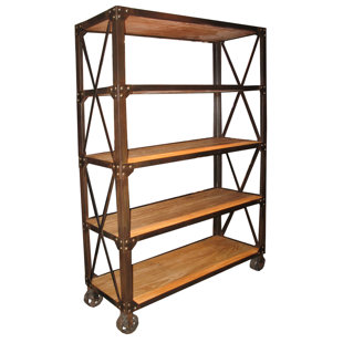 Bookcase With Wheels Wayfair Old Elm Etagere Bookcase