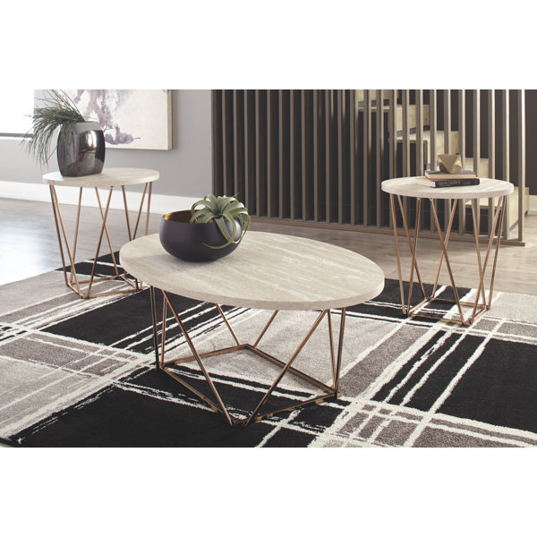 Lembo Two-Tone Occasional 3 Piece Coffee Table Set By Wrought Studio