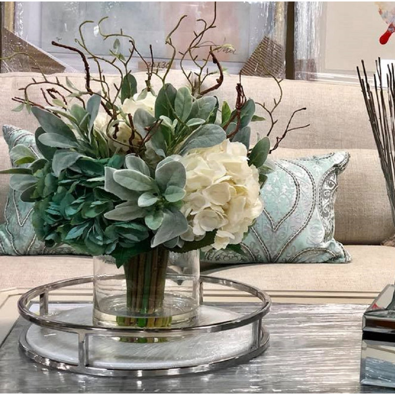 August Grove Hydrangeas Fl Arrangement In Gl Vase Reviews Hydrangeas Fl Arrangement In Gl Vase