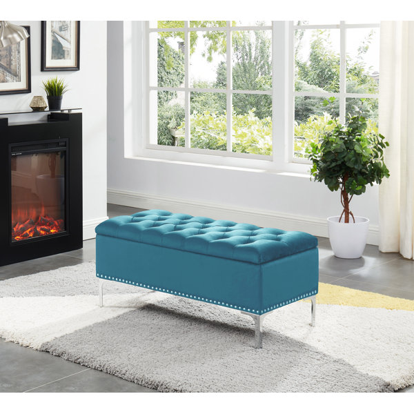 Navy Blue Storage Bench Wayfair With delicately rolled arms and curved legs, it may come as a surprise that this elegant bench hides storage inside the seat! navy blue storage bench