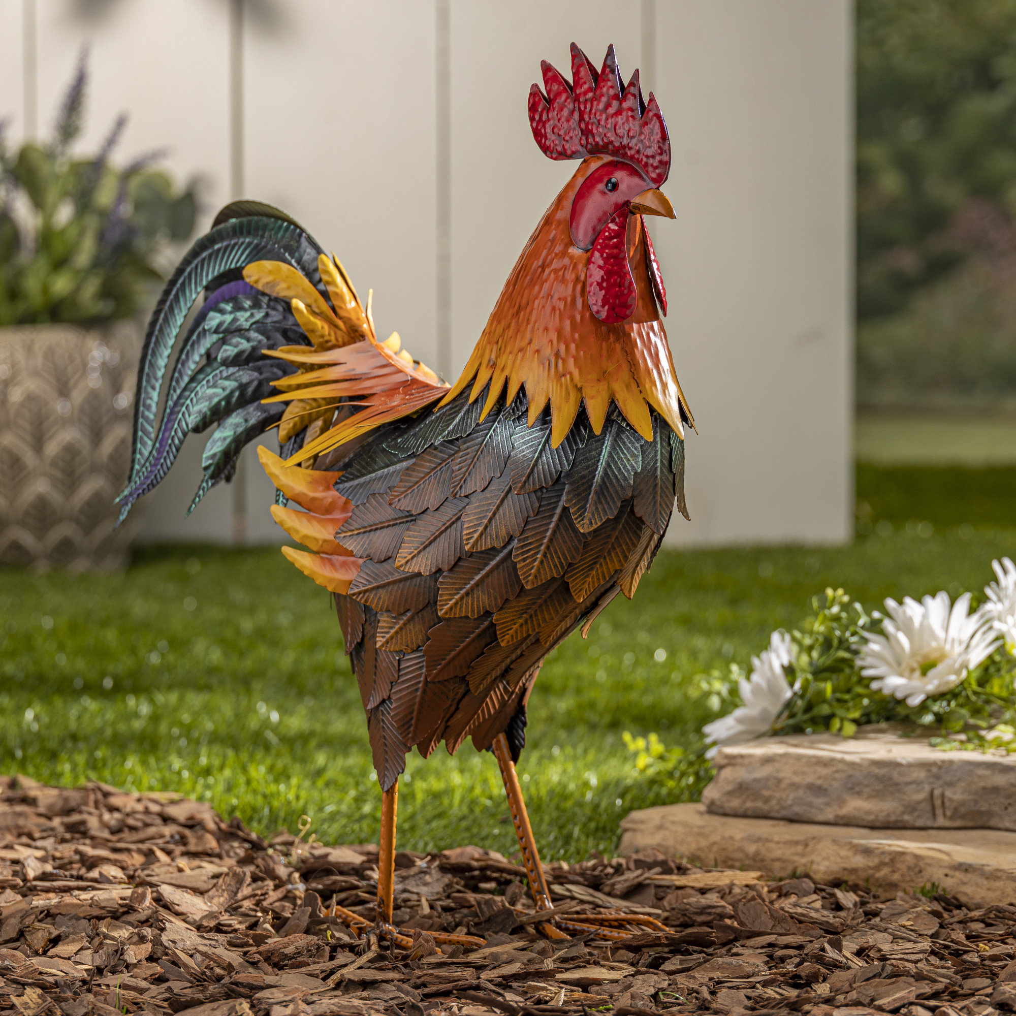 Rosalind Wheeler Tobin 16 5 H Metal Rooster Figurine Reviews Rosalind Wheeler Tobin 16 5 H Metal