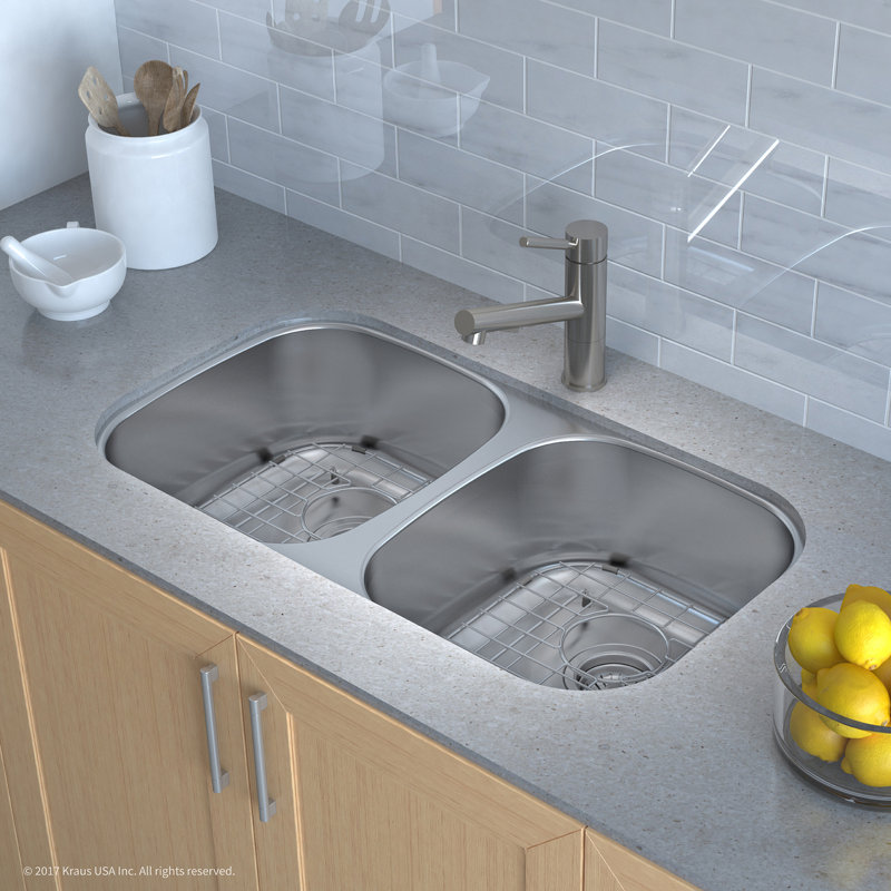Kraus Stainless Steel 32 25 X 18 Double Basin Undermount Kitchen Default Name