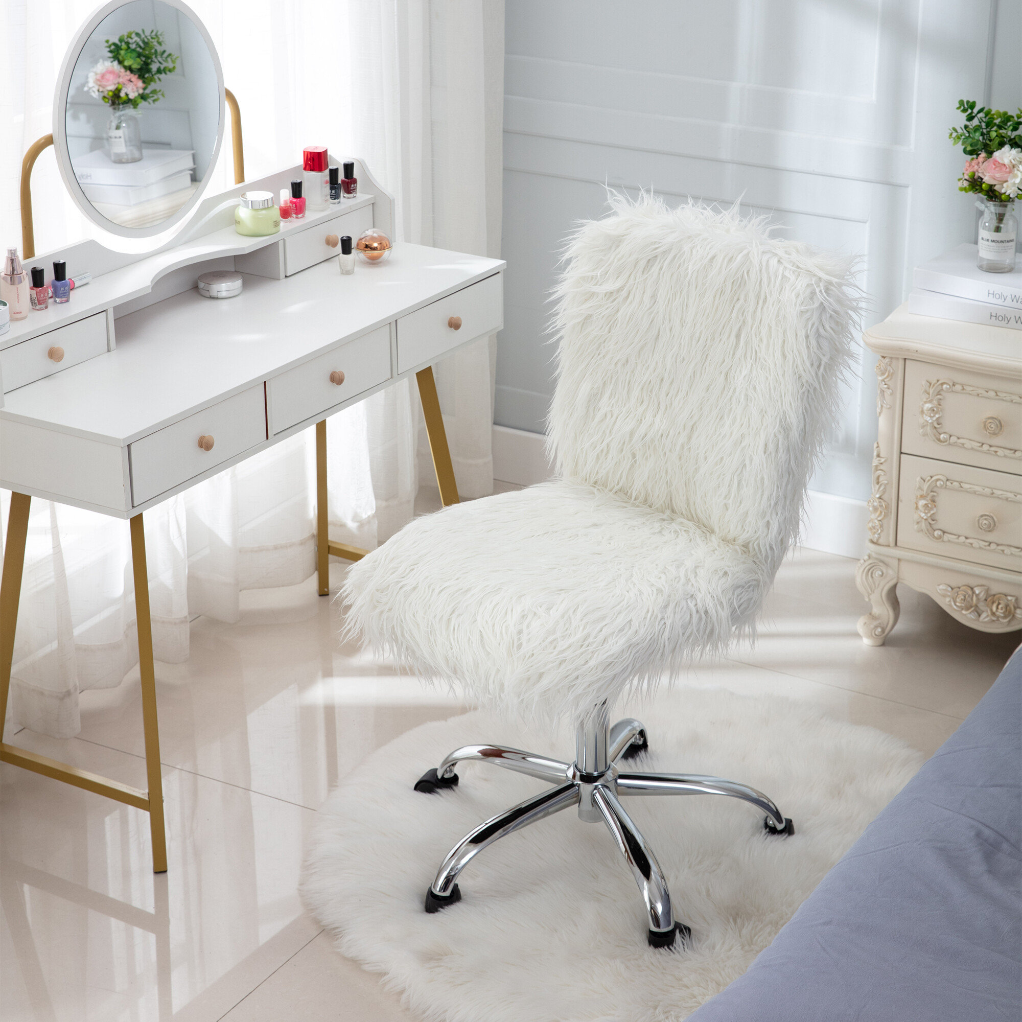 urban shop faux fur task office chair