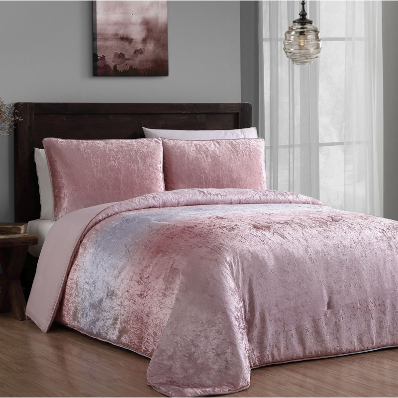 Bungalow Rose Stoughton Velvet Ombre Reversible Comforter Set