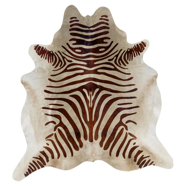 Lahti Zebra Cowhide Beige Area Rug by World Menagerie