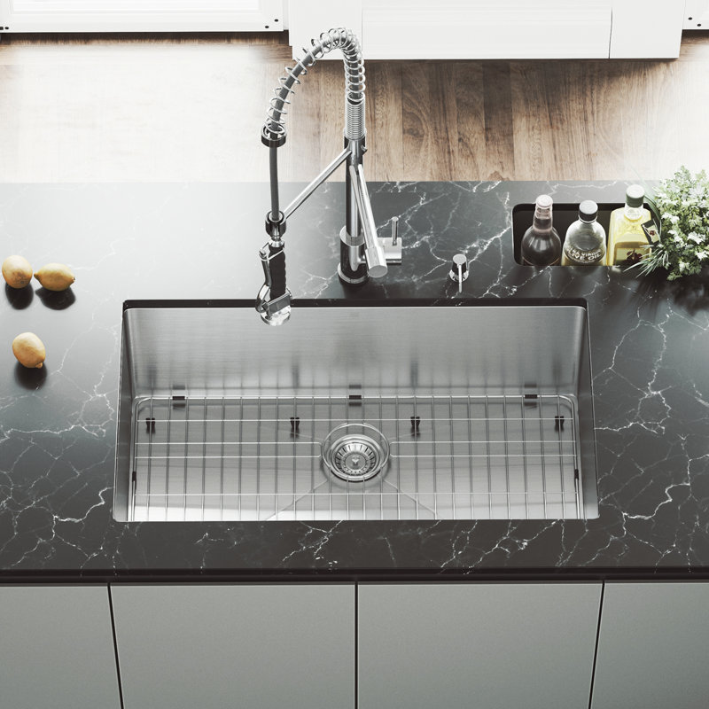 Vigo 32 Inch Undermount Single Bowl 16 Gauge Stainless Steel Kitchen 32 Inch Undermount Single Bowl 16 Gauge Stainless Steel Kitchen Sink With Zurich Chrome Faucet
