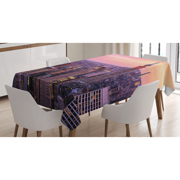 East Urban Home Ambesonne Cityscape Tablecloth New York City Midtown With Empire State Building Sunset Business Center Rooftop Photo Rectangular Table Cover For Dining Room Kitchen Decor 52 X 70 Peach