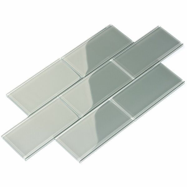 3 x 6 Glass Subway Tile in Gray by Giorbello