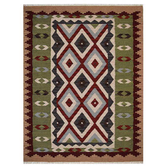 Union Rustic Manns Geometric Handmade Wool Multicolor Area Rug Reviews Wayfair