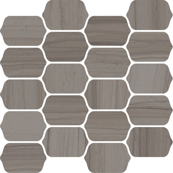 Burano 12 x 13 Ceramic Mosaic Tile in Grigio Belfiore by Interceramic