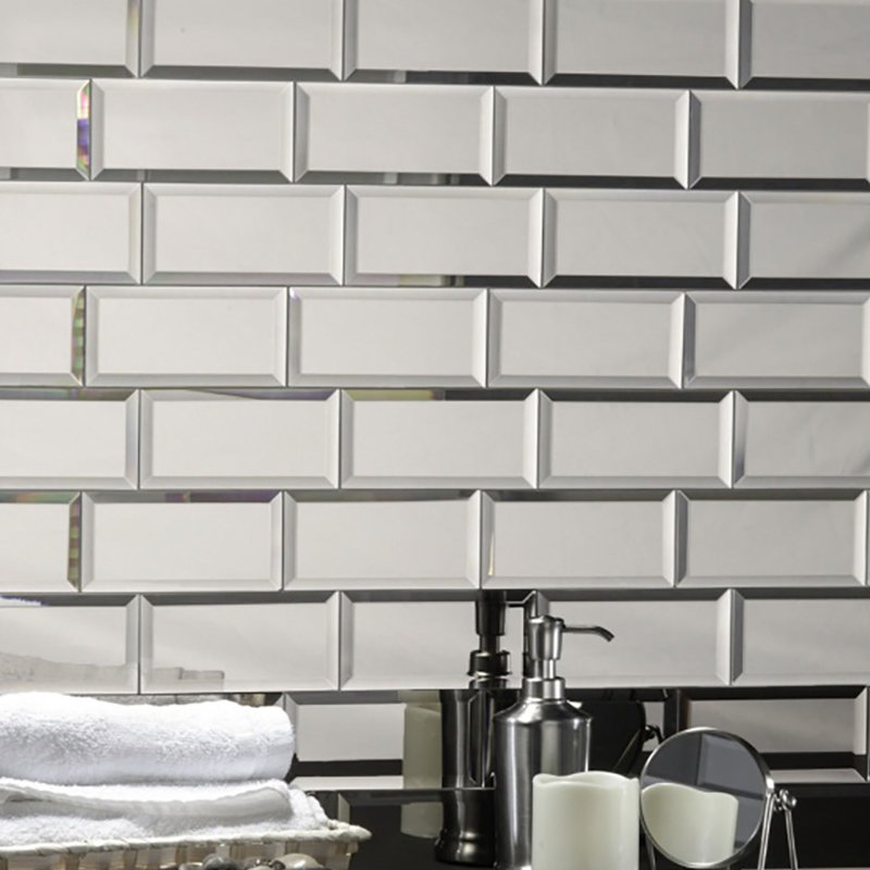Abolos Echo 3 X 6 Mirror Gl L Stick Subway Tile In Silver Echo 3 X 6 Mirror Gl L Stick Subway Tile