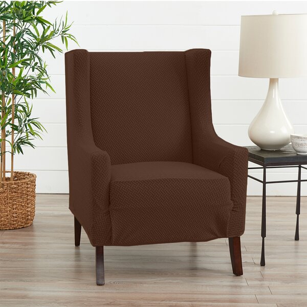 Review Harlowe Wingback Box Cushion Chair Slipcover