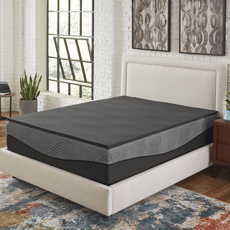 Alwyn Home Ludovic 1 Memory Foam Charcoal Infused Mattress Topper